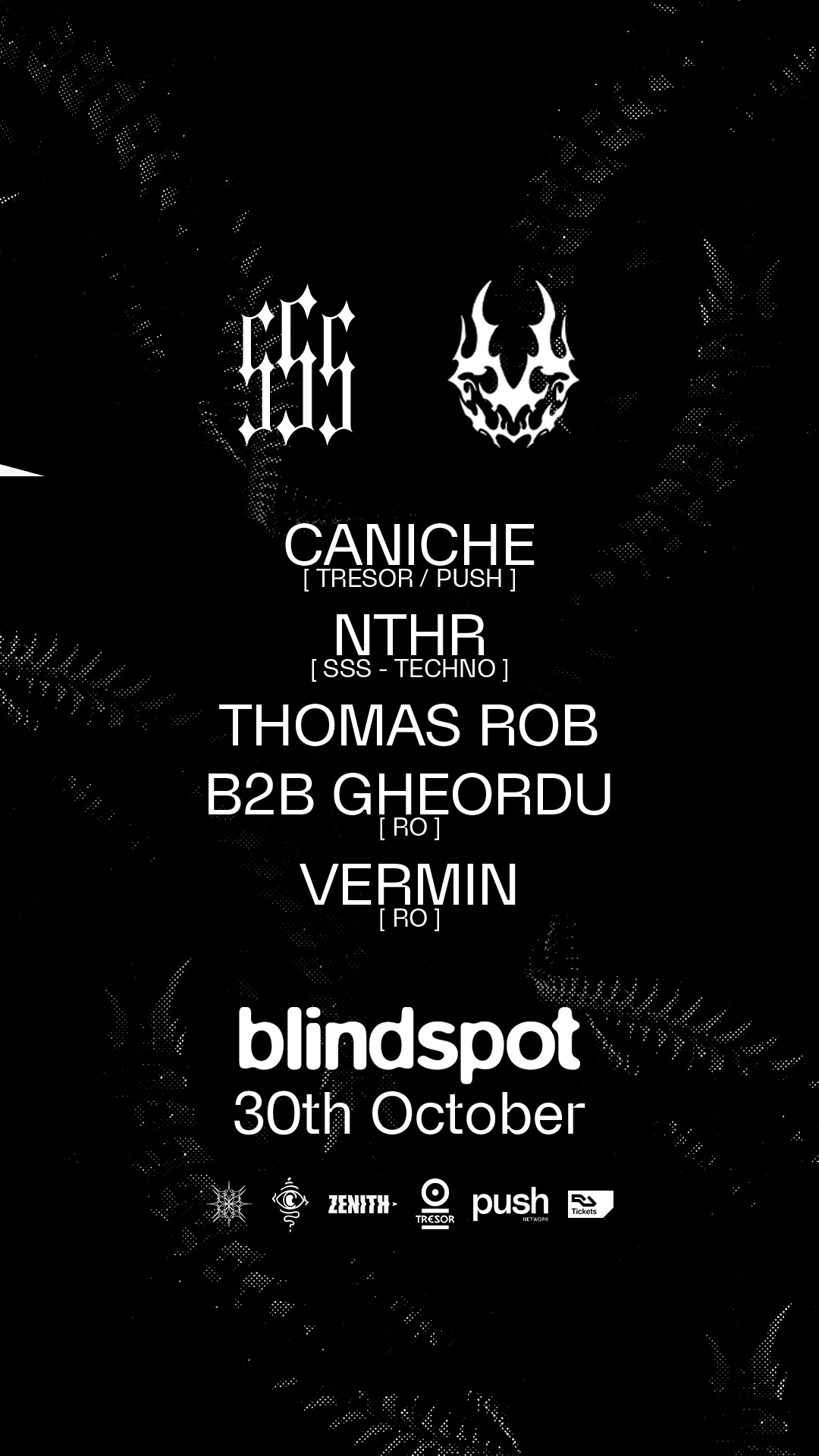 SSS X TDIB w/ Caniche [ TRESOR / PUSH ], NTHR, Thomas Rob B2B Gheordu, VERMIN